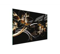 DarHaus Couvercle pour plaque de cuisson universelle en céramique, à induction, Planche à découper en verre 30 x 22 cm, protection anti-éclaboussures, plaque en verre, cuisine, Orchidée Noir