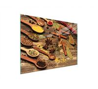 DarHaus Couvercle pour plaque de cuisson universelle en céramique, à induction, Planche à découper en verre 40 x 30 cm, protection anti-éclaboussures, plaque en verre, cuisine, Épices Bois