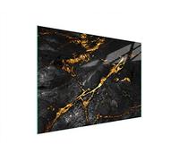 DarHaus Couvercle pour plaque de cuisson universelle en céramique, à induction, Planche à découper en verre 40 x 30 cm, protection anti-éclaboussures, plaque en verre, cuisine, Marbre Or