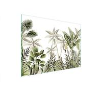 DarHaus Couvercle pour plaque de cuisson universelle en céramique, à induction, Planche à découper en verre 40 x 30 cm, protection anti-éclaboussures, plaque en verre, cuisine, Feuilles Vert