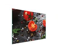DarHaus Couvercle pour plaque de cuisson universelle en céramique, à induction, Planche à découper en verre 30 x 22 cm, protection anti-éclaboussures, plaque en verre, cuisine, Tomates Bois