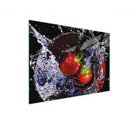 DarHaus Couvercle pour plaque de cuisson universelle en céramique, à induction, Planche à découper en verre 30 x 22 cm, protection anti-éclaboussures, plaque en verre, cuisine, Fraises Noir