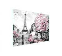 DarHaus Couvercle pour plaque de cuisson universelle en céramique, à induction, Planche à découper en verre 40 x 30 cm, protection anti-éclaboussures, plaque en verre, cuisine, Paris Rose