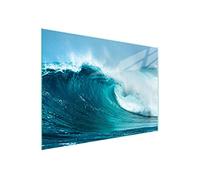 DarHaus Couvercle pour plaque de cuisson universelle en céramique, à induction, Planche à découper en verre 40 x 30 cm, protection anti-éclaboussures, plaque en verre, cuisine, Vague Mer