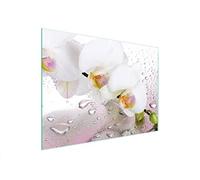 DarHaus Couvercle pour plaque de cuisson universelle en céramique, à induction, Planche à découper en verre 40 x 30 cm, protection anti-éclaboussures, plaque en verre, cuisine, Orchidée Blanc