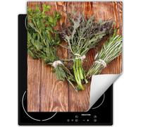 DarHaus Plaque de cuisson 45x52 cm Tapis antidérapant Enroulable, bois - Herbes aromatiques