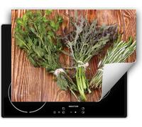 DarHaus Plaque de cuisson 70x52 cm Tapis antidérapant Enroulable, Bois - Herbes aromatiques