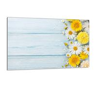 DarHaus Plaque de protection pour plaque de cuisson - 80 x 52 cm - 1 pièce - Protection contre les éclaboussures - Planche à découper - Gerberas Bois