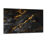 DarHaus Plaque de protection pour plaque de cuisson - 80 x 52 cm - 1 pièce - Protection contre les éclaboussures - Planche à découper - Marbre Or