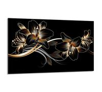 DarHaus Plaque de protection pour plaque de cuisson - 80 x 52 cm - 1 pièce - Protection contre les éclaboussures - Planche à découper - Orchidée Noir