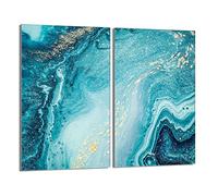 DarHaus Plaque de protection universelle pour plaque de cuisson 2x30x52cm Pour plaques de cuisson Protection contre les éclaboussures Planche a découper en verre trempé Décoration, Marbre Turquoise