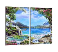 DarHaus Plaque de protection universelle pour plaque de cuisson 2x30x52cm Pour plaques de cuisson Protection contre les éclaboussures Planche a découper en verre trempé Décoration, Paysage Coloré