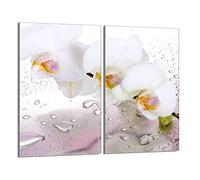 DarHaus Plaque de protection universelle pour plaque de cuisson 2x30x52cm Pour plaques de cuisson Protection contre les éclaboussures Planche a découper en verre trempé Décoration, Orchidée Blanc