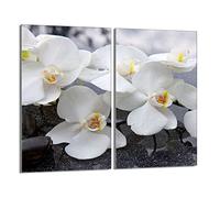 DarHaus Plaque de protection universelle pour plaque de cuisson 2x30x52cm Pour plaques de cuisson Protection contre les éclaboussures Planche a découper en verre trempé Décoration, Orchidée Blanc