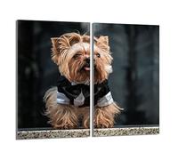 DarHaus Plaque de protection universelle pour plaque de cuisson 2x30x52cm Pour plaques de cuisson Protection contre les éclaboussures Planche a découper en verre trempé Décoration, Chien Yorkshire