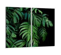 DarHaus Plaque de protection universelle pour plaque de cuisson 2x30x52cm Pour plaques de cuisson Protection contre les éclaboussures Planche a découper en verre trempé Décoration, Feuilles Vert