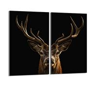 DarHaus Plaque de protection universelle pour plaque de cuisson 2x30x52cm Pour plaques de cuisson Protection contre les éclaboussures Planche a découper en verre trempé Décoration, Cerf Noir