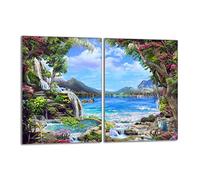 DarHaus Plaque de protection universelle pour plaque de cuisson 2x40x52cm Pour plaques de cuisson Protection contre les éclaboussures Planche découper en verre trempé Décoration, Paysage Coloré