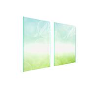 DarHaus Plaque de protection universelle pour plaque de cuisson 65 x 52cm 2 pièce Pour plaques de cuisson Protection contre les éclaboussures Planche a découper en verre trempé, Marguerite Vert