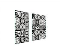 DarHaus Plaque de protection universelle pour plaque de cuisson 75 x 52cm 2 pièce Pour plaques de cuisson Protection contre les éclaboussures Planche a découper en verre trempé, Mosaïque Pièce