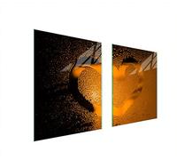DarHaus Plaque de protection universelle pour plaque de cuisson 85 x 52cm 2 pièce Pour plaques de cuisson Protection contre les éclaboussures Planche a découper en verre trempé, Cœur Orange