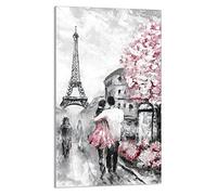 DarHaus Plaque de recouvrement, 30 x 52 cm, en verre, pour cuisinières électrique, à induction, convient comme décoration, protection anti-éclaboussures ou planche à découper, Paris Rose