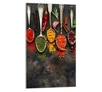 DarHaus Plaque de recouvrement, 30 x 52 cm, en verre, pour cuisinières électrique, à induction, convient comme décoration, protection anti-éclaboussures ou planche à découper, Épices Ardoise