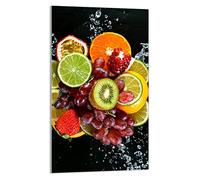 DarHaus Plaque de recouvrement, 30 x 52 cm, en verre, pour cuisinières électrique, à induction, convient comme décoration, protection anti-éclaboussures ou planche à découper, Fruit Coloré