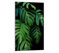 DarHaus Plaque de recouvrement, 30 x 52 cm, en verre, pour cuisinières électrique, à induction, convient comme décoration, protection anti-éclaboussures ou planche à découper, Feuilles Vert