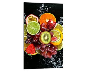 DarHaus Plaque de recouvrement, 30 x 52 cm, en verre, pour cuisinières électrique, à induction, convient comme décoration, protection anti-éclaboussures ou planche à découper, Fruit Coloré