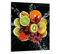 DarHaus Plaque de recouvrement, 40 x 52 cm, en verre, pour cuisinières électrique, à induction, convient comme décoration, protection anti-éclaboussures ou planche à découper, Fruit Coloré