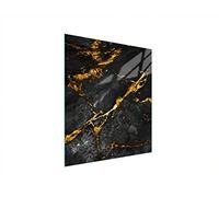 DarHaus Plaque de recouvrement, 45 x 52 cm, en verre, pour cuisinières électrique, à induction, convient comme décoration, protection anti-éclaboussures ou planche à découper, Marbre Or