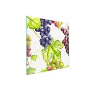 DarHaus Plaque de recouvrement, 50 x 52 cm, en verre, pour cuisinières électrique, à induction, convient comme décoration, protection anti-éclaboussures ou planche à découper, Raisin Vert