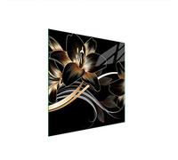 DarHaus Plaque de recouvrement, 50 x 52 cm, en verre, pour cuisinières électrique, à induction, convient comme décoration, protection anti-éclaboussures ou planche à découper, Orchidée Noir