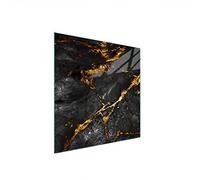 DarHaus Plaque de recouvrement, 50 x 52 cm, en verre, pour cuisinières électrique, à induction, convient comme décoration, protection anti-éclaboussures ou planche à découper, Marbre Or