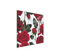 DarHaus Plaque de recouvrement, 50 x 52 cm, en verre, pour cuisinières électrique, à induction, convient comme décoration, protection anti-éclaboussures ou planche à découper, Rose Rouge