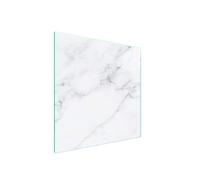 DarHaus Plaque de recouvrement, 50 x 52 cm, en verre, pour cuisinières électrique, à induction, convient comme décoration, protection anti-éclaboussures ou planche à découper, Marbre Blanc