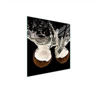 DarHaus Plaque de recouvrement, 50 x 52 cm, en verre, pour cuisinières électrique, à induction, convient comme décoration, protection anti-éclaboussures ou planche à découper, Noix de coco Noir