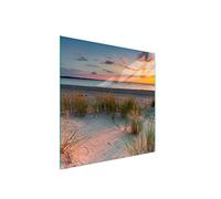 DarHaus Plaque de recouvrement, 50 x 52 cm, en verre, pour cuisinières électrique, à induction, convient comme décoration, protection anti-éclaboussures ou planche à découper, Plage Soleil