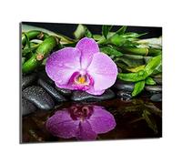 DarHaus Plaque de recouvrement, 60 x 52 cm, en verre, pour cuisinières électrique, à induction, convient comme décoration, protection anti-éclaboussures ou planche à découper, Orchidée Violet