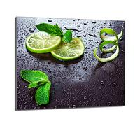 DarHaus Plaque de recouvrement, 60 x 52 cm, en verre, pour cuisinières électrique, à induction, convient comme décoration, protection anti-éclaboussures ou planche à découper, Chaux Vert