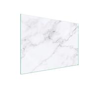 DarHaus Plaque de recouvrement, 70 x 52 cm, en verre, pour cuisinières électrique, à induction, convient comme décoration, protection anti-éclaboussures ou planche à découper, Marbre Blanc