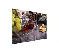 DarHaus Plaque de recouvrement, 70 x 52 cm, en verre, pour cuisinières électrique, à induction, convient comme décoration, protection anti-éclaboussures ou planche à découper, Vin Bois