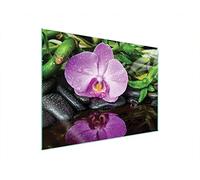 DarHaus Plaque de recouvrement, 70 x 52 cm, en verre, pour cuisinières électrique, à induction, convient comme décoration, protection anti-éclaboussures ou planche à découper, Orchidée Violet