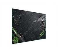 DarHaus Plaque de recouvrement, 70 x 52 cm, en verre, pour cuisinières électrique, à induction, convient comme décoration, protection anti-éclaboussures ou planche à découper, Ardoise Cuisine