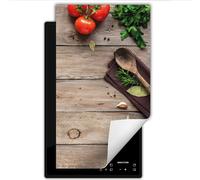 DarHaus Plaque de recouvrement pour cuisinière 1 pièce 30x52 cm Tapis antidérapant Enroulable, Tomates - Bois
