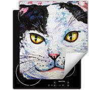 DarHaus Plaque de recouvrement pour cuisinière 45x52 cm Tapis antidérapant Enroulable, multicolore - Chat