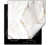 DarHaus Plaque de recouvrement pour cuisinière 50x52 cm Tapis antidérapant Enroulable, blanc - Marbre