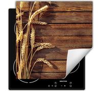 DarHaus Plaque de recouvrement pour cuisinière 60x52 cm Tapis antidérapant Enroulable, Céréales - Bois