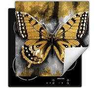 DarHaus Plaque de recouvrement pour cuisinière 60x52 cm Tapis antidérapant Enroulable, doré - Papillon